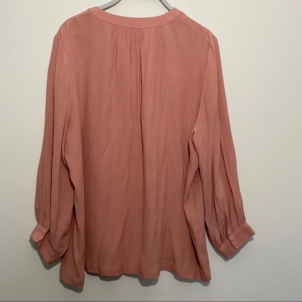 MADEWELL lace up peasant blouse top dusty rose S - Picture 3 of 10